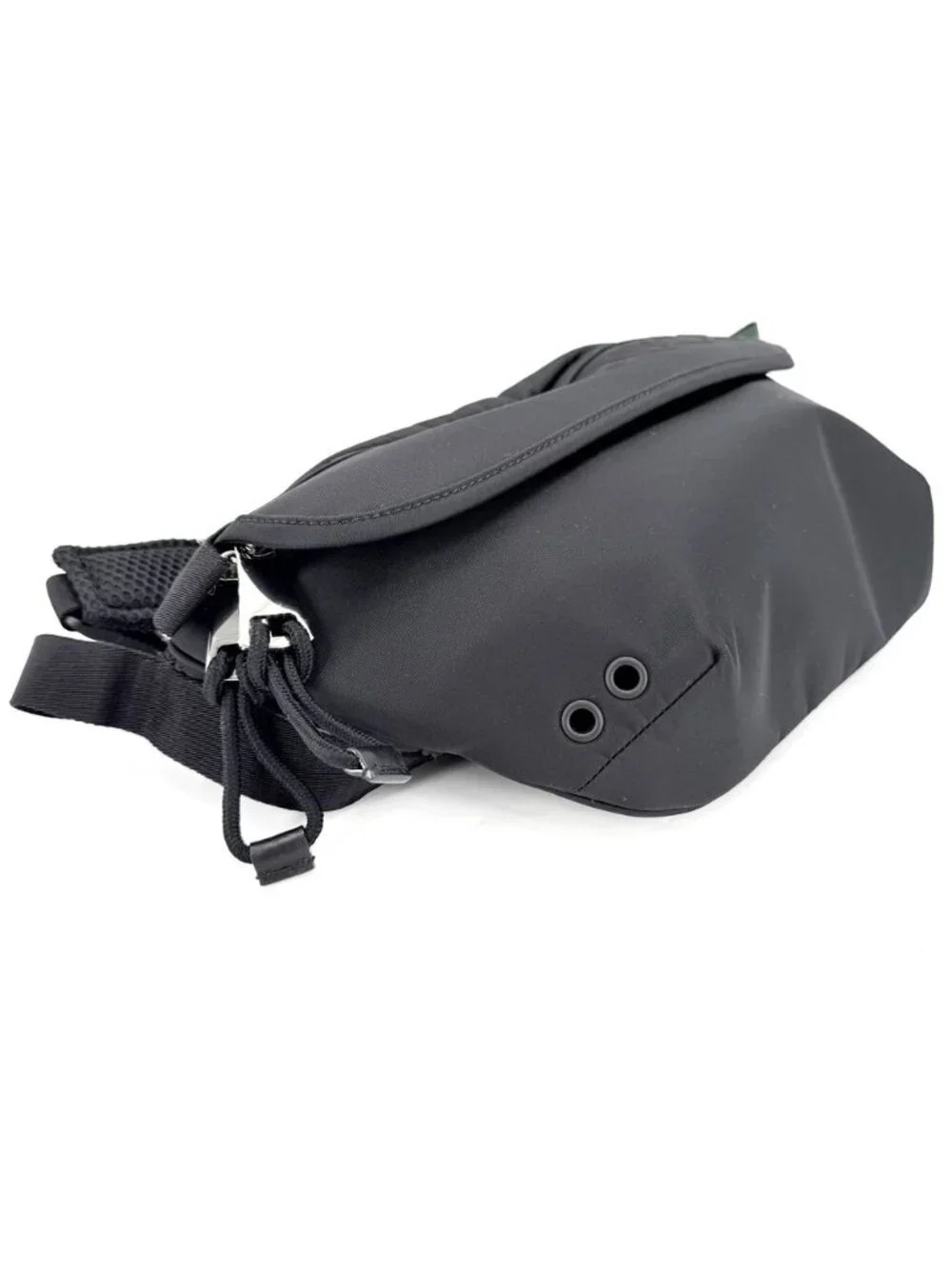 Gucci Belt Bag Logo Shoulder Crossbody Nylon Black Silver